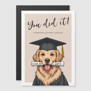Abschluss Süßer Golden Retriever Magnetkarte