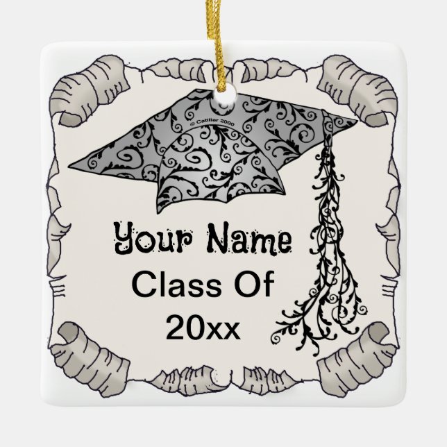 Abschluss Swirl Grad Cap Keramikornament (Vorderseite)