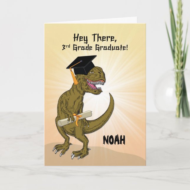 Abschluss T-Rex der 3. Klasse, benutzerdefinierbar Karte (Vorderseite)