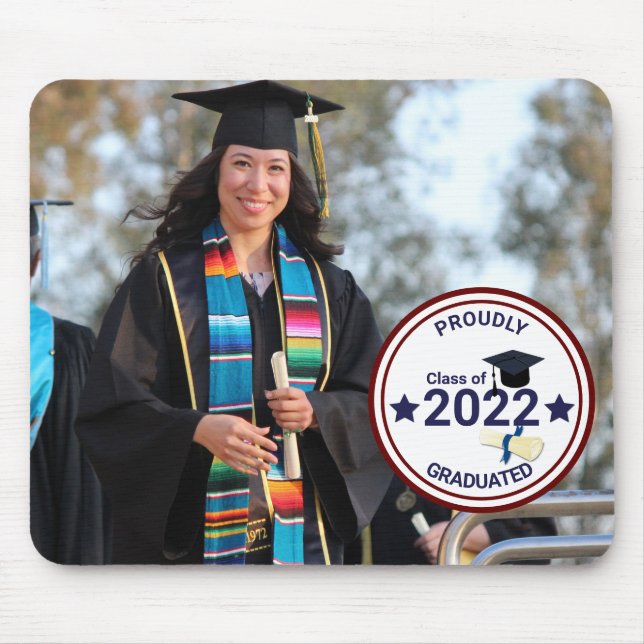 Abschluss Tag Foto mit Jahr Mousepad (Vorne)
