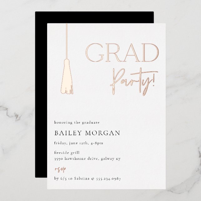 Abschluss Tassel Grad Party Einladung (Vorderseite/Rückseite)