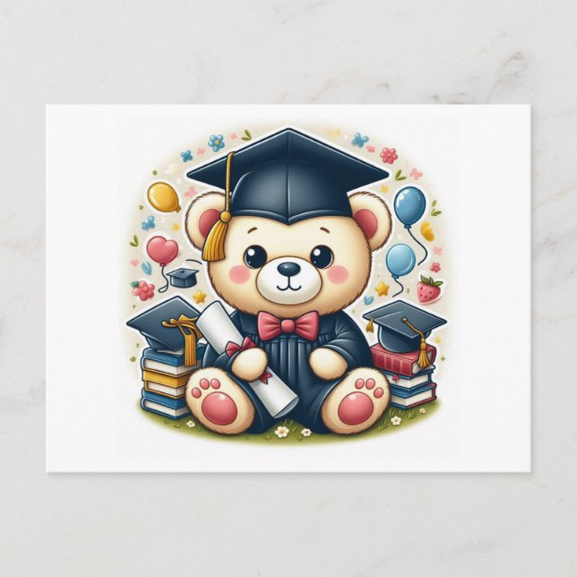 "Abschluss Teddy Bear Delight" Postkarte (Vorderseite)