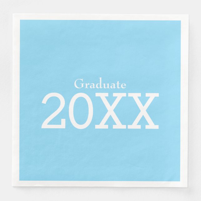 Abschluss Theme Light Blue Paper Napkin Serviette (Vorderseite)