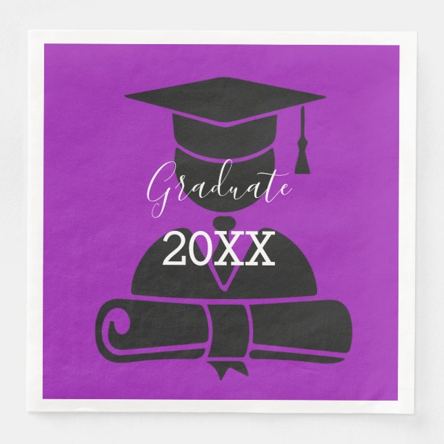 Abschluss Theme Violet Paper Napkin Serviette (Vorderseite)