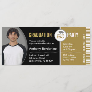 Abschluss Ticket Party Einladung TKT313 Gold