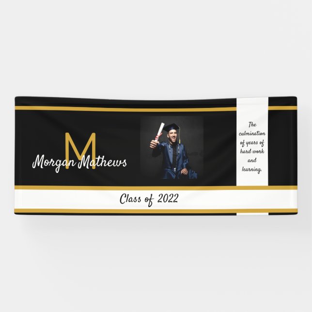 Abschluss Traditionelles Schwarz Banner (Horizontal)