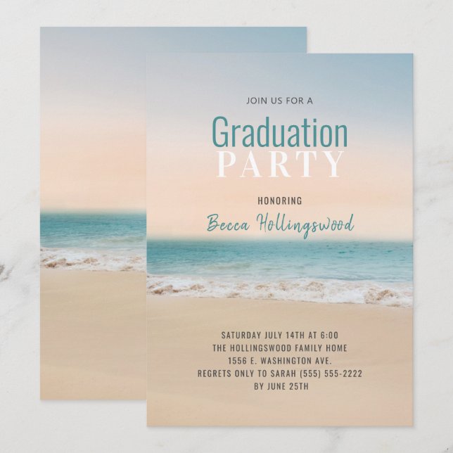 Abschluss Tropical Beach Themenabend Einladung (Vorne/Hinten)