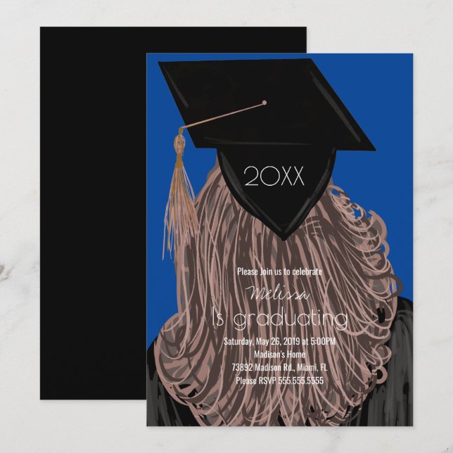 Abschluss Uni Highschool Graduate Party Invi Einladung (Vorne/Hinten)
