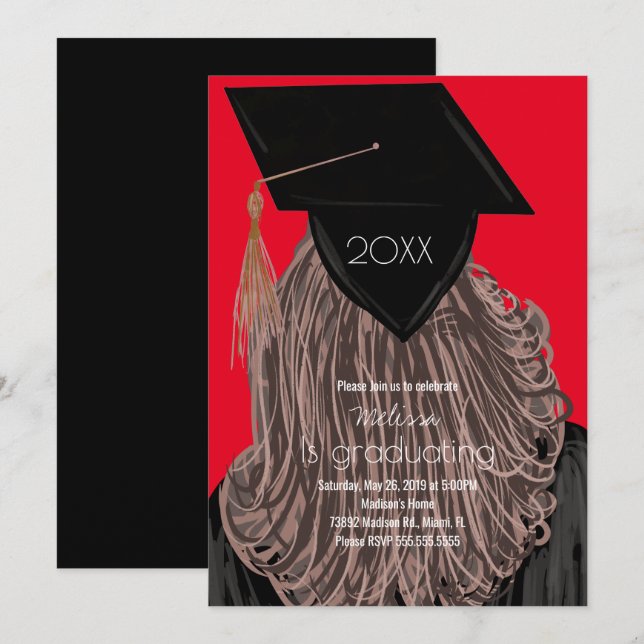 Abschluss Uni Highschool Graduate Party Invit Einladung (Vorne/Hinten)