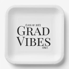 Abschluss Vibes Nur weiß/schwarz Pappteller
