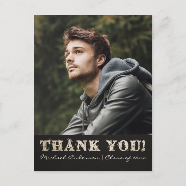 Abschluss Vielen Dank, Postkarte | Gold (Vorderseite)