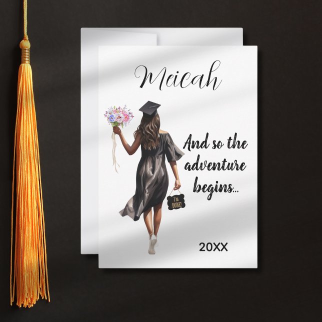 Abschluss Wasserfarbe Moderne, trendige Girl-Card Dankeskarte (Von Creator hochgeladen)