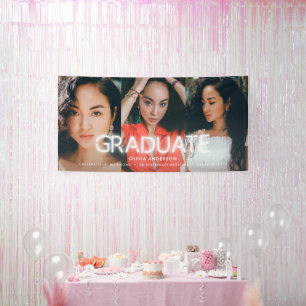 Abschluss Weißer Neon Multi-Foto modernes Party Banner