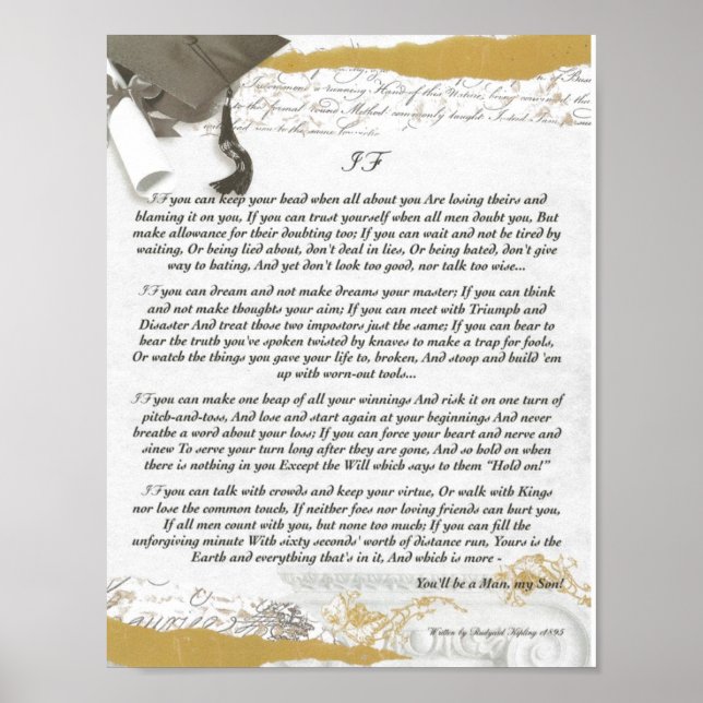 Abschluss, WENN Gedicht von Rudyard Kipling Inspir Poster (Vorne)
