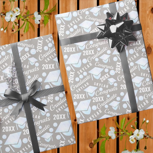 Abschluss White Opal Chic Polka Dot Graduate Geschenkpapier (Von Creator hochgeladen)