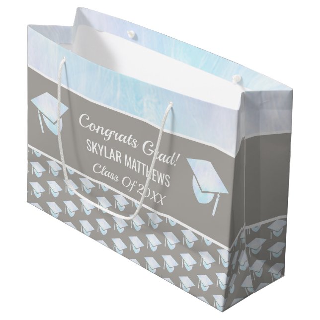 Abschluss White Opal Muster Trendy Glückwunschs Große Geschenktüte (Vorderseite Schrägansicht)