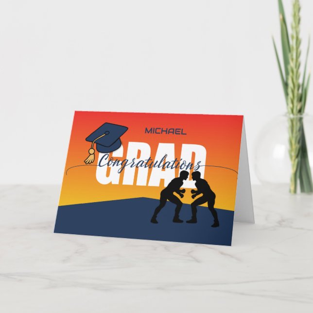 Abschluss Wrestling Athlete Glückwunsch Grad Karte (Vorderseite)
