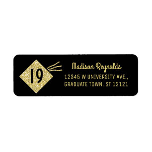 Abschluss Year Grad Mortarboard Tassel Black Gold