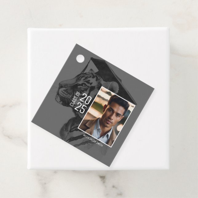 Abschluss Zwei Fotos hinzufügen Geschenkanhänger (Beispiel)