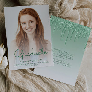 Abschlussankündigung 2026 Foto Grüne Glitter Einladung