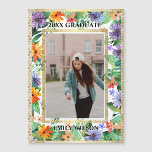 Abschlussankündigung Blumenfoto Klasse 20XX Magnetkarte