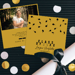 Abschlussankündigung Cap Toss Black & Gold Einladung
