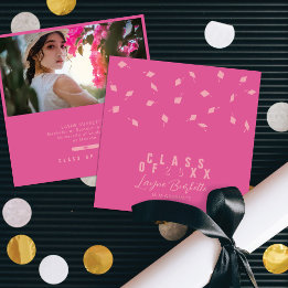 Abschlussankündigung Cap Toss Pink & Blush Einladung