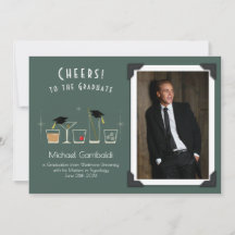 Abschlussankündigung mit Hut und Cocktail