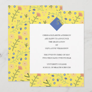 Abschlussanzeige mit Blumenmotiv Einladung