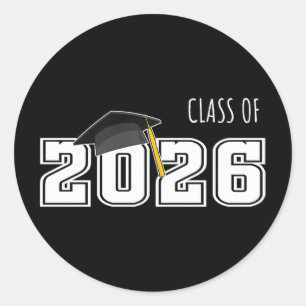 Abschlussdesign für Senior 2026 Design Retro Bekle Runder Aufkleber