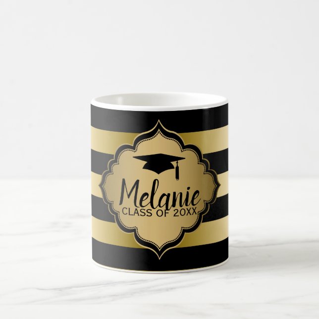 Abschlüsse aus schwarzen und goldenen Streifen Kaffeetasse (Mittel)