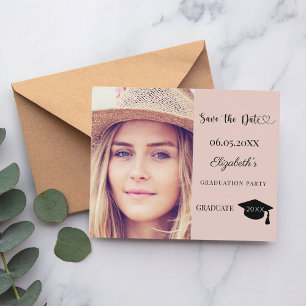 Abschlussfeier blassrosa neutrales Save the Date Flyer