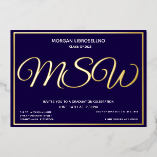 Abschlussfeier Blue Gold MSW Folieneinladung