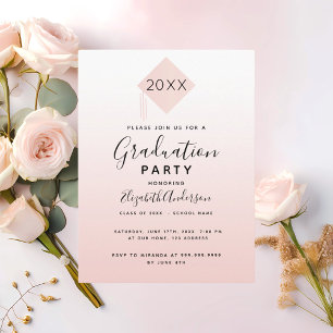 Abschlussfeier Blush Pink Cap 2026 Einladung Postkarte