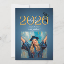 Abschlussfeier der Klasse 2026 Modernes Blau & Einladung