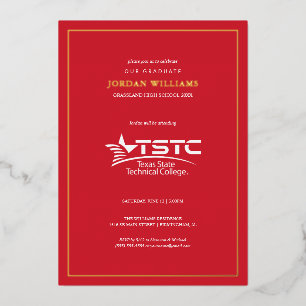 Abschlussfeier des Texas State Technical College Folieneinladung