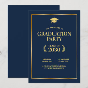 Abschlussfeier-Einladung Blue College, Graduierten Einladung