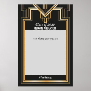 Abschlussfeier Gold und Schwarz Foto Booth Rahmen Poster