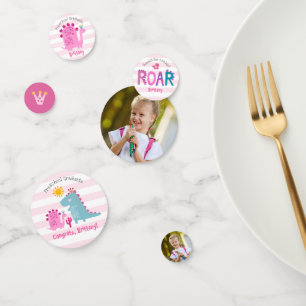 Abschlussfeier im Kindergarten Rosa Dinosaurier Mä Konfetti