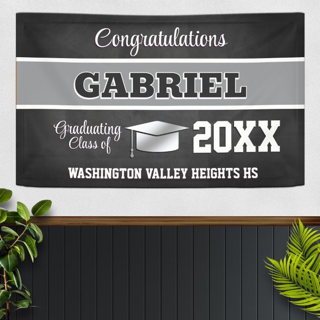 Abschlussfeier in Schwarz und Silber Banner (Von Creator hochgeladen)