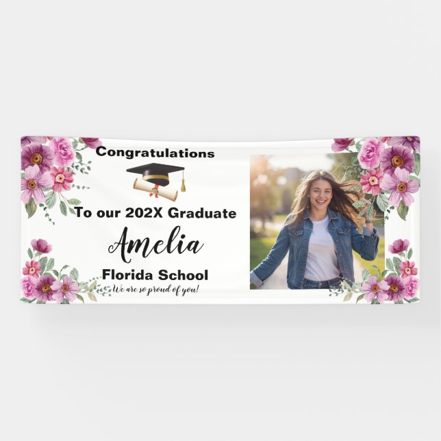 Abschlussfeier mit Blumen Foto Banner (Horizontal)