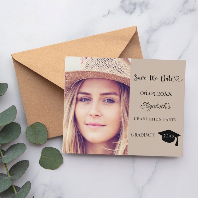 Abschlussfeier Mocha Beige modern Save the Date Flyer (Von Creator hochgeladen)