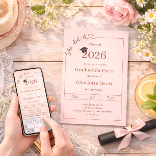 Abschlussfeier rosé Sie hat es geschafft Einladung