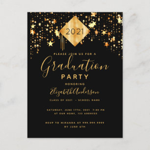 Abschlussfeier Torte Dekoration schwarz gold Stern Postkarte
