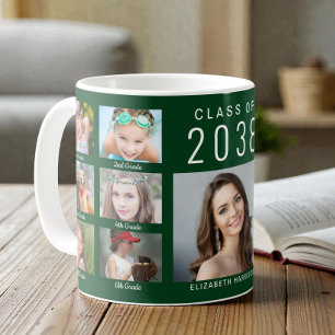 Abschlussfoto Collage Grüner Abschluss Kaffeetasse