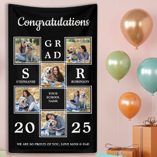 Abschlussfoto-Collage Moderne Monogramm-Abschlussf Banner