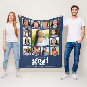 Abschlussfoto-Collage Navy K–12 Moderne Bold Fleecedecke