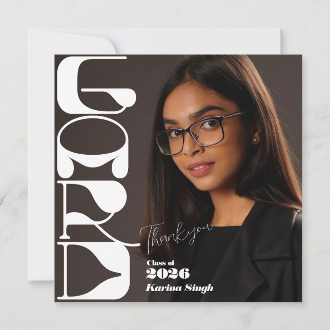 Abschlussfoto-Dankeskarten – Modern Chic Save The Date (Vorderseite)