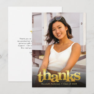 Abschlussfoto Gold Typografie fett modern Dankeskarte