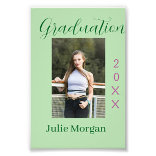 Abschlussfoto grün pink Jahr 20XX Name einfach Fotodruck